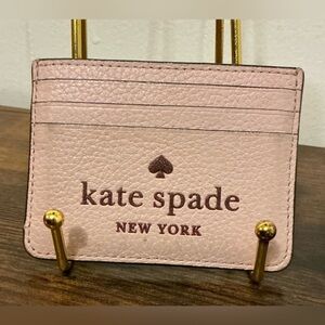 A Rare Light Pink With Glitter Leather Kate Spade New York ID Slim Card Wallet